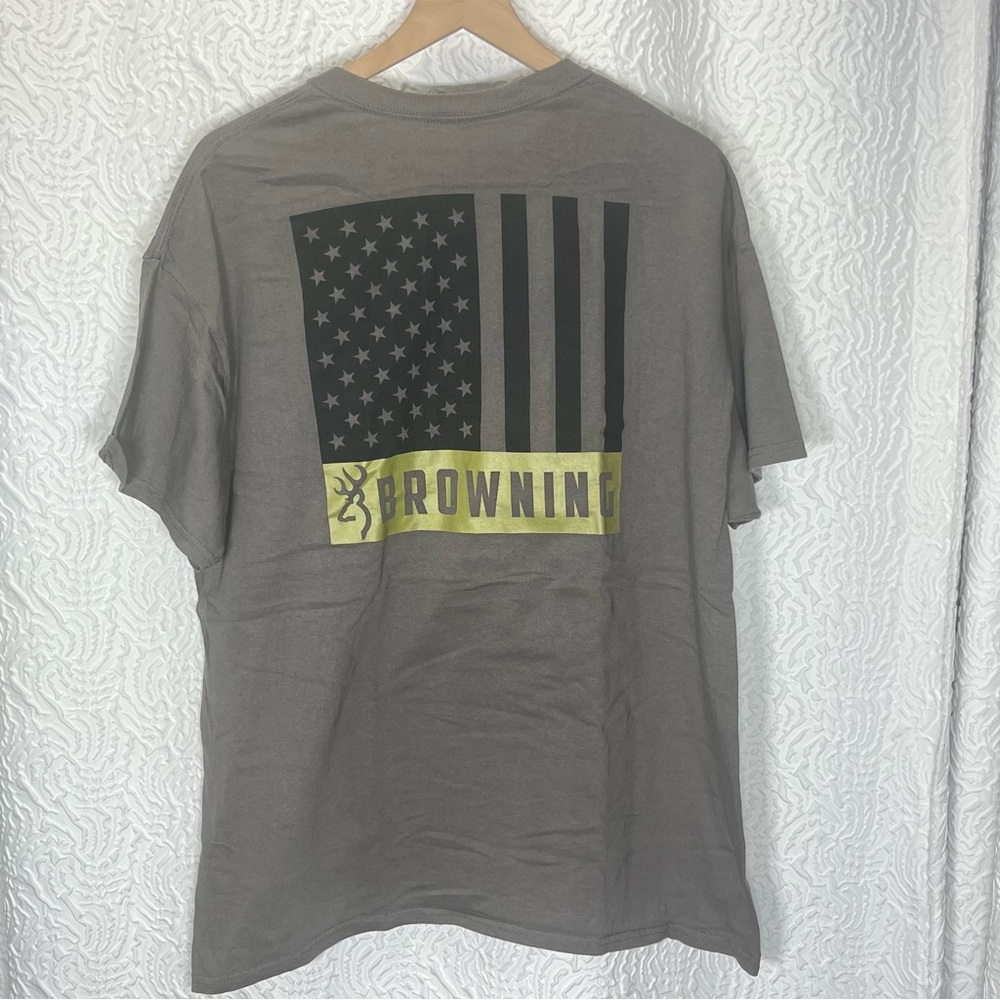 Browning Men's XL Tonal American Flag Graphic T-Shirt Gray Patriotic